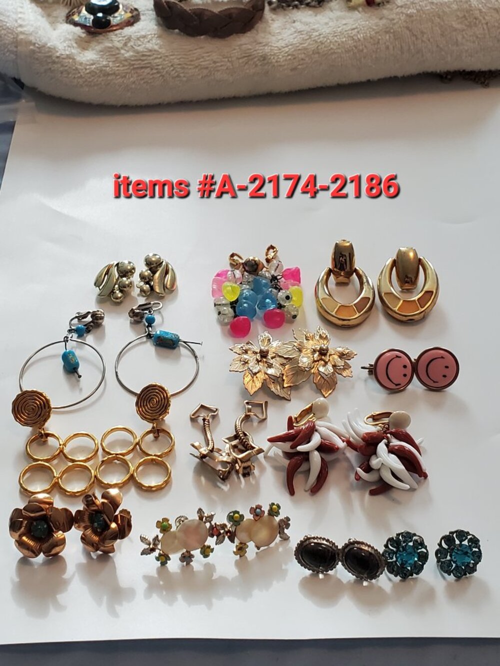 13 Pair of Earrings, items # A 2174-2186,  wt. 147 grams.